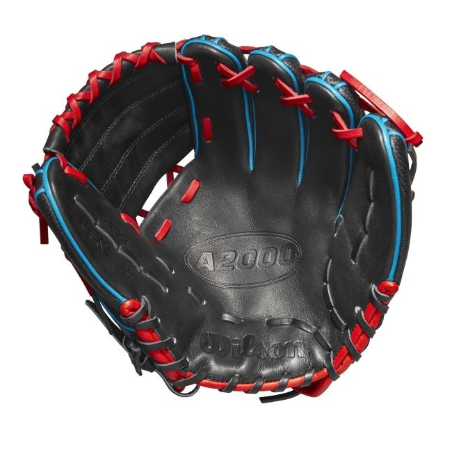 Wilson  A2000 Pedroia Fit  X2 w/SuperSkin  11 Black/Black SS/Red/Tropical Blue