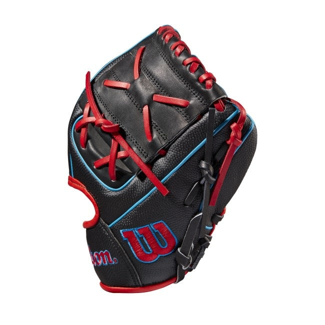 Wilson  A2000 Pedroia Fit  X2 w/SuperSkin  11 Black/Black SS/Red/Tropical Blue