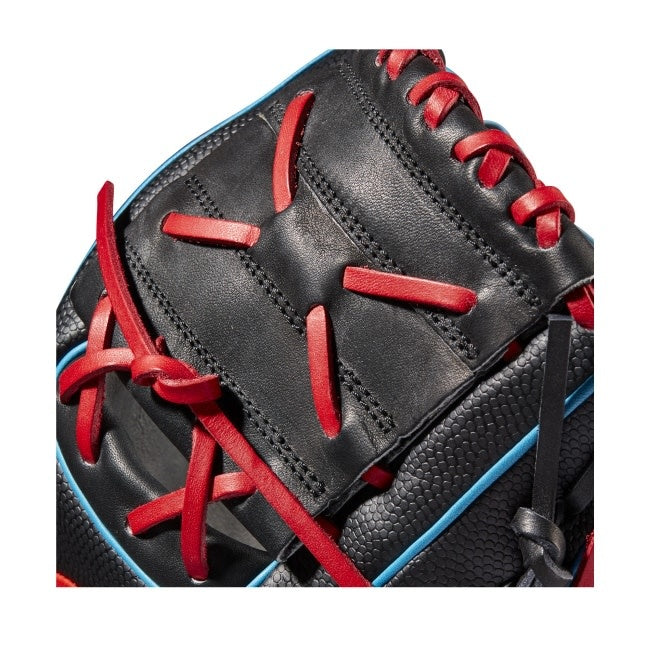 Wilson  A2000 Pedroia Fit  X2 w/SuperSkin  11 Black/Black SS/Red/Tropical Blue