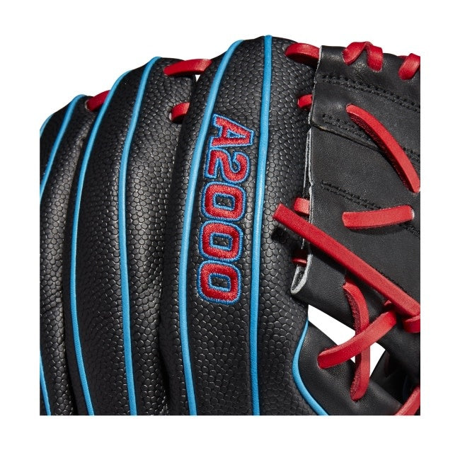 Wilson  A2000 Pedroia Fit  X2 w/SuperSkin  11 Black/Black SS/Red/Tropical Blue