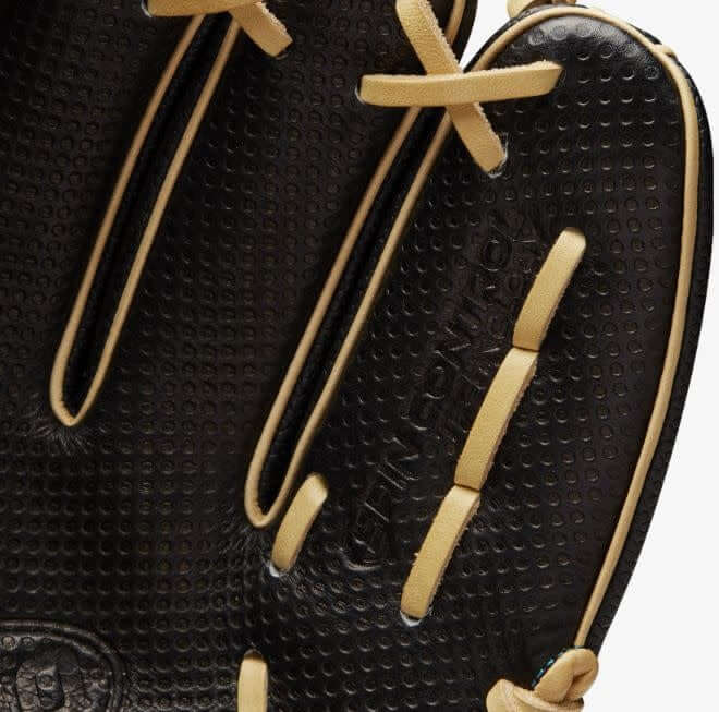Wilson A2000 Pedroia Fit DP15 glove with Spin Control Technology and H-Web, 11.5 inches, black and blonde color