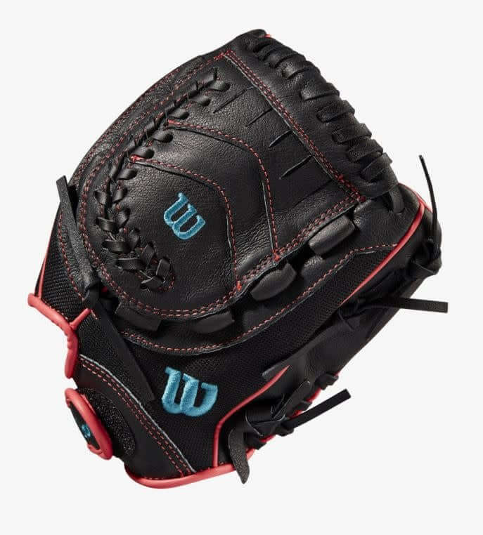 Wilson Flash 11.5 Fastpitch Infield Glove Black, Pink, Tropical Blue