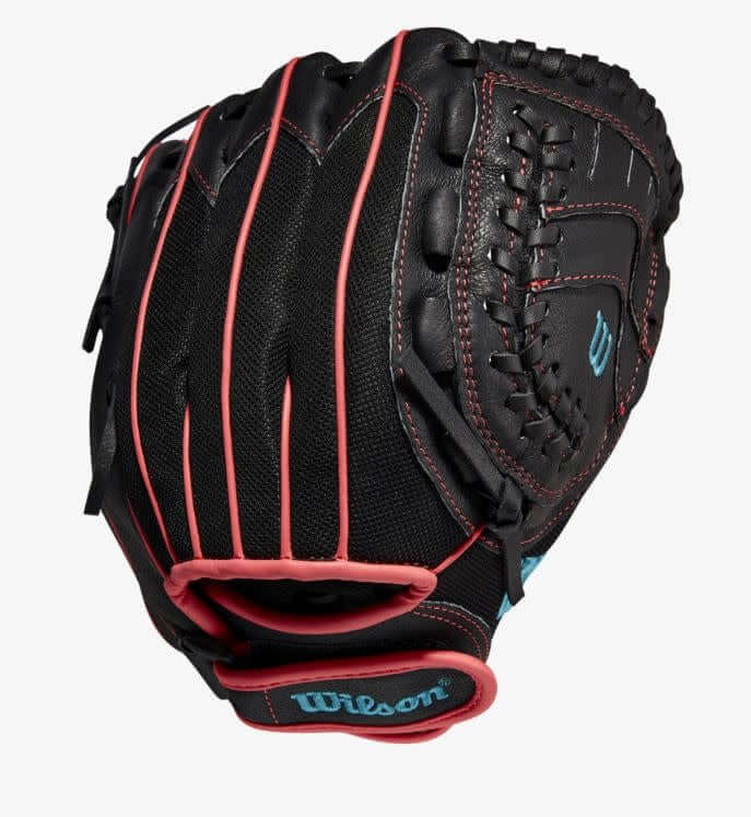 Wilson Flash 11.5 Fastpitch Infield Glove Black, Pink, Tropical Blue