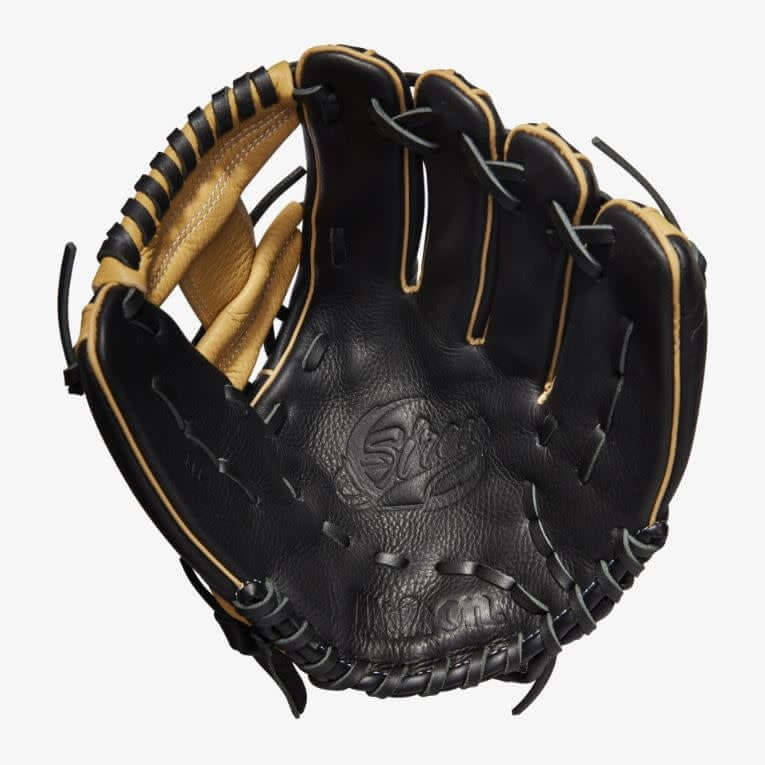 Wilson A500 Siren 11.5 inch baseball glove in black, blonde, and white colors