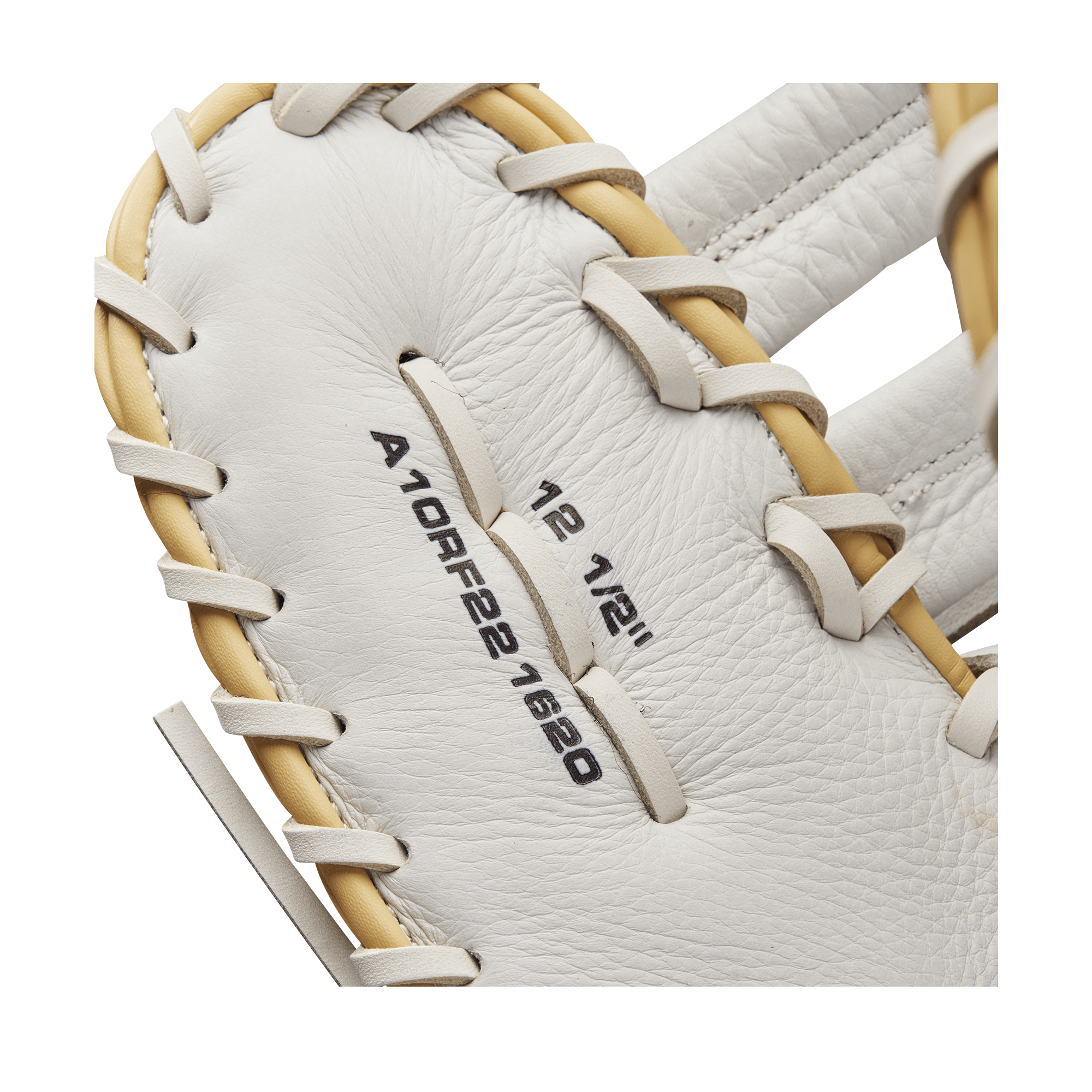 Wilson A1000 Fastpitch 1620 1B Mitt 12.5, White/Blonde/Grey, Single Post & 3 Bar Web