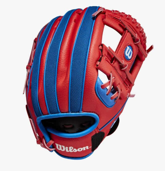Wilson A200 EZ Catch 10-inch Baseball Glove White/Red/Royal, 10-inch size