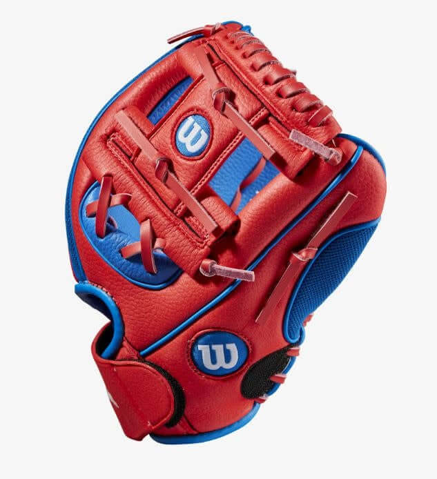 Wilson A200 EZ Catch 10-inch Baseball Glove White/Red/Royal, 10-inch size