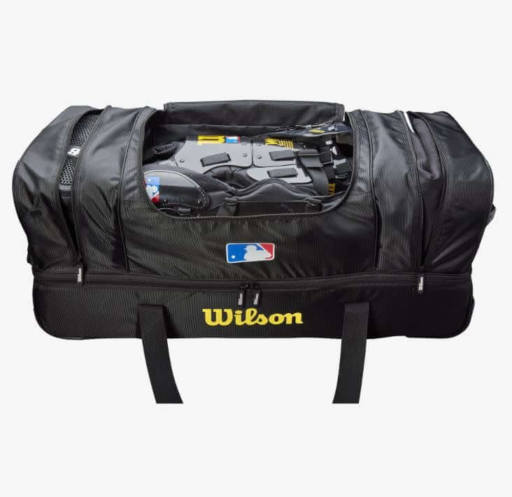 Wilson Umpire Bag On Wheels with comfort-grip handle and inline wheels