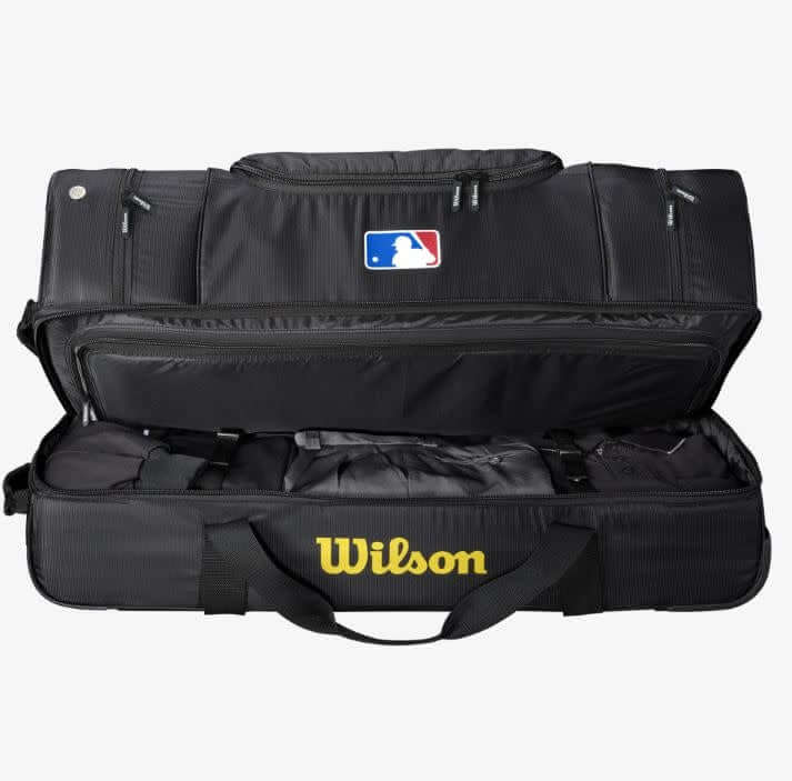 Wilson Umpire Bag On Wheels with comfort-grip handle and inline wheels